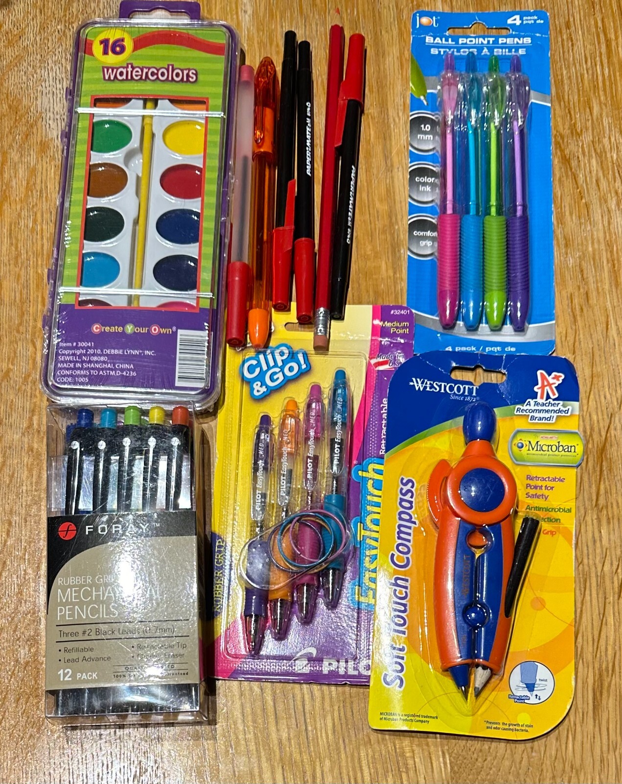 New Mechanical Pencil Pen Compass Watercolor Paint Lot Office School Red Purple