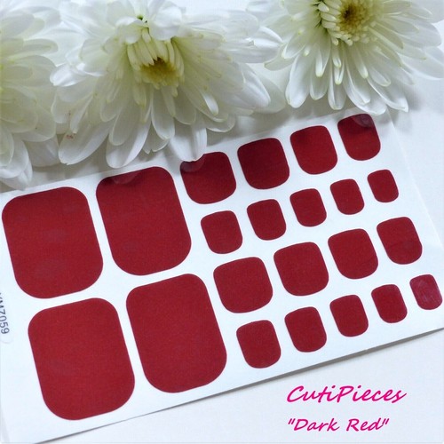 NailArt Envolturas de Uñas de Puntera de Color Sólido Cubierta Completa Esmalte Pegatina para Pie Rojo Rosa Azul - Imagen 45 de 46