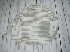 MARINE LAYER HORIZONTAL STRIPED BUTTON UP SHIRT COTTON WHITE NAUTICAL LARGE L 
