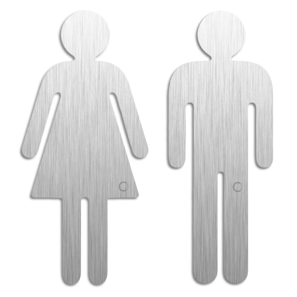 Piktogramme Frau Mann 152 mm 2 WC-Schilder aus Edelstahl gebürstet selbstklebend - Bild 1 von 1
