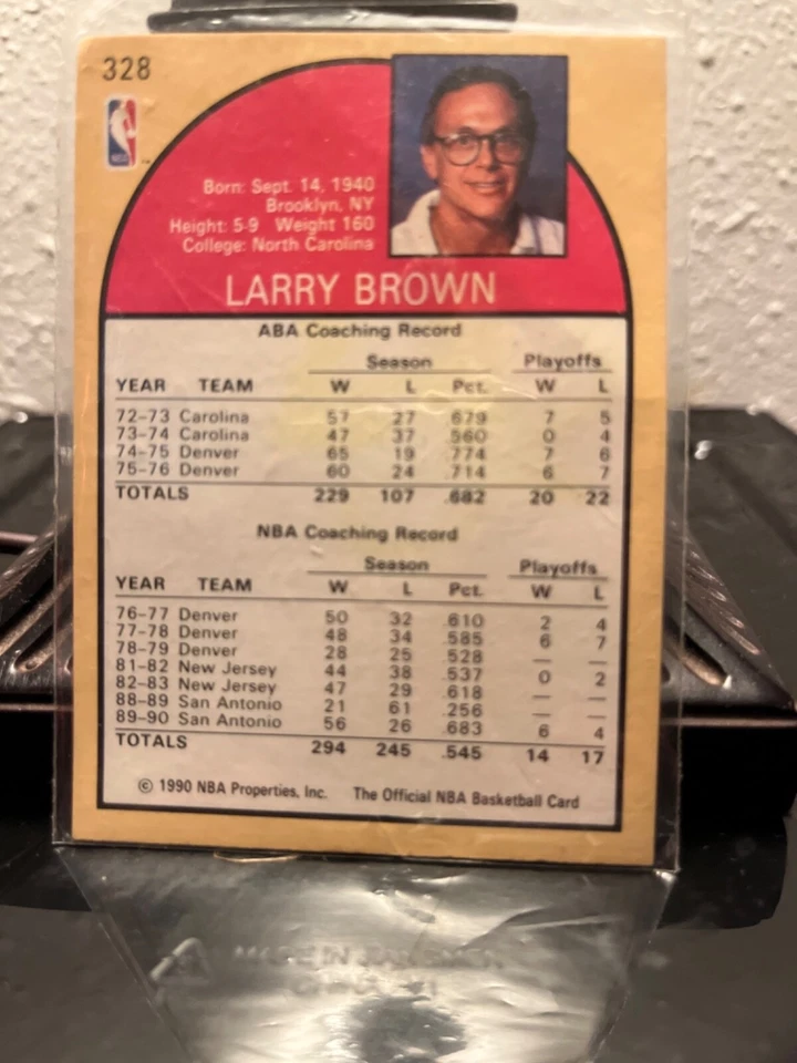 LARRY BROWN 1990 91 Hoops #328 Signed ON CARD AUTO HOF PSA DNA CERTIFIED - Image 2 of 2