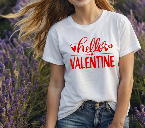 Girl’s & Women’s “Hello Valentine” T-Shirt – Youth & Adults Unisex sizes, Gildan - Picture 2 of 6