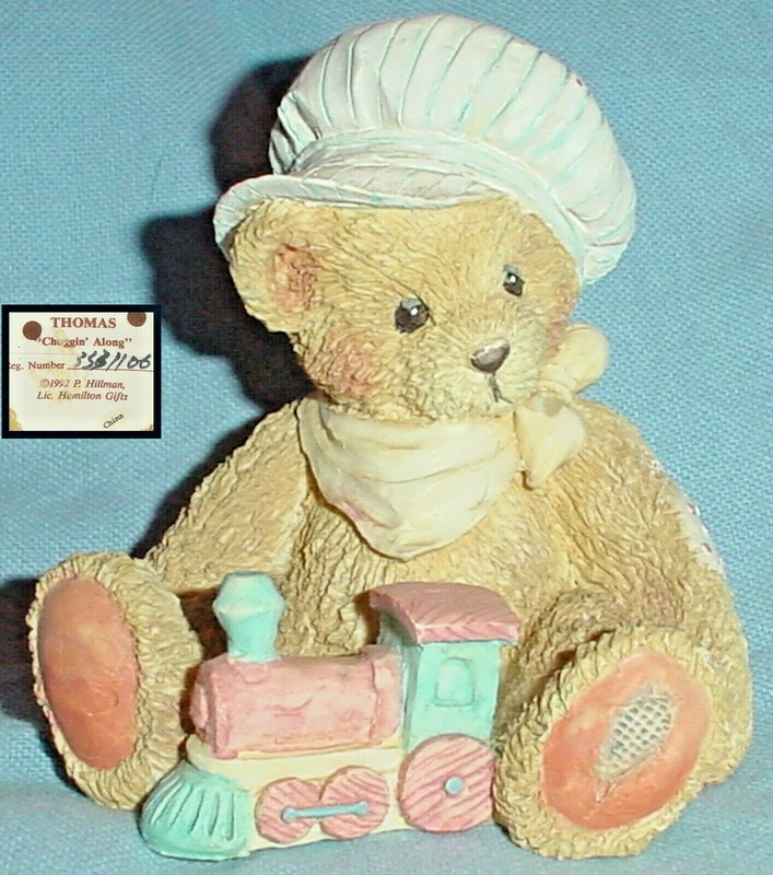 CHUGGIN' ALONG THOMAS FIGURINE w TRAIN Cherished Teddies ©1992 P HILLMAN