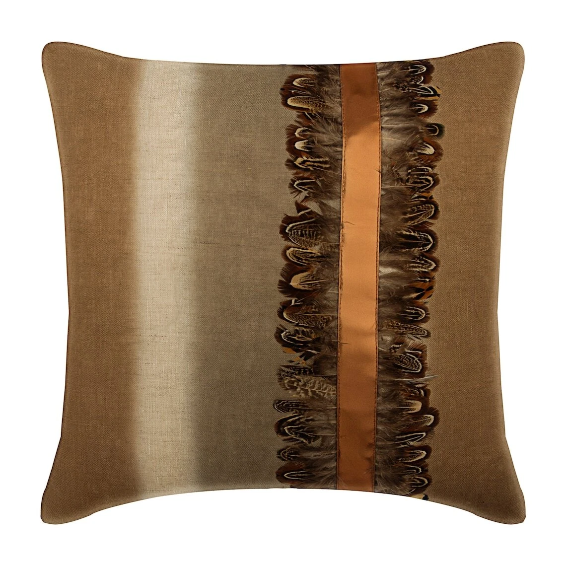 Square Pillow Cover Beige 16"x16", Room Decor Cotton Fabric - Feather Friend