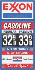 EXXON GAS STATION PRICE PER GALLON OLD PUMP SIGN REMAKE ALUMINUM SIZE OPTIONS