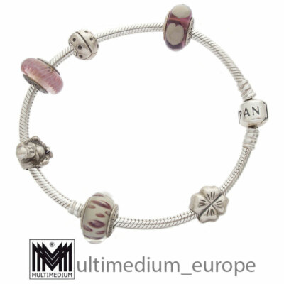 Original Pandora Silber Armreif 6 Charms Armkette buddha Marienkäfer