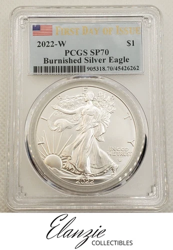 2022-W Burnished American Silver Eagle FDOI PCGS SP-70