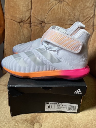 Adidas Harden B/E 3 J Youth Size 6.5 Basketball Shoes EF3593 White Gray Orange - Picture 4 of 7