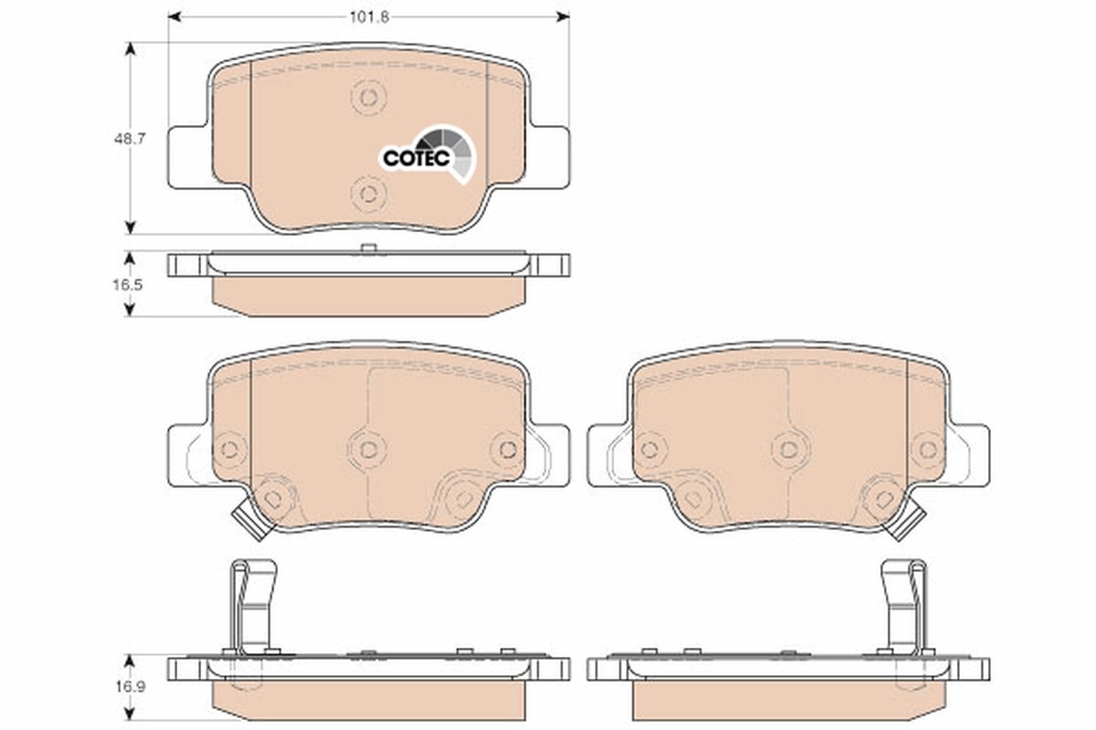 Rear TRW-OE GDB3547 Brake Pad Set, disc brake for TOYOTA