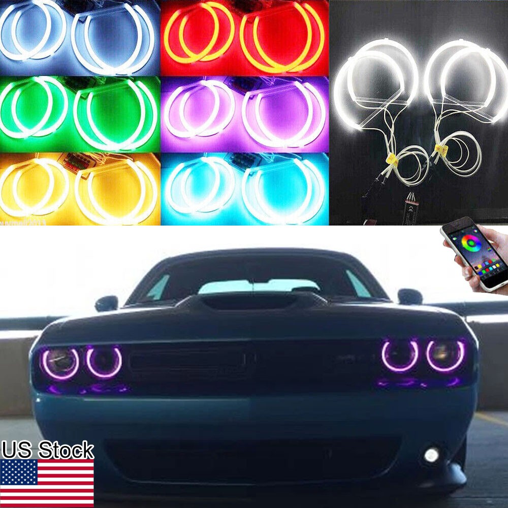 RGB LED Multicolor Halo Ring Angel Eyes App Control For Dodge Challenger 15-23