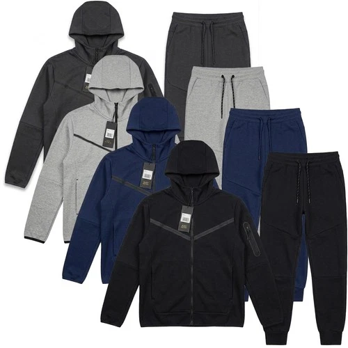Mens Designer High Fashion Tracksuit Set Zipped Pocket Sweatshirt Joggers
