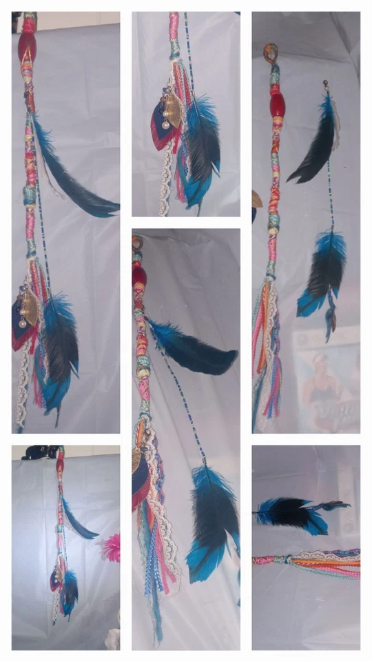 Rastas de pelo boho hechas a mano accesorio plumas extensión trenzas loc accesorio Foto 4 de 4
