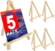 5 Pack 9 Inch Wood Easels, Tripod, Table Top Easels for Painting, Art Crafts Pai