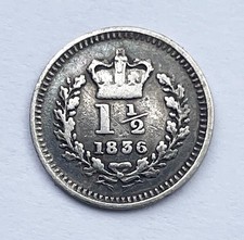 WILLIAM IV SILVER THREE HALF PENCE COIN 1836