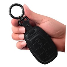 for Dodge Key Fob Cover Genuine Leather Key Case Cover 4 button Black