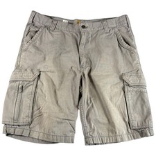 Carhartt Relaxed Fit Cargo Shorts Mens 36 Gray Ripstop Rugged Workwear Outdoor
