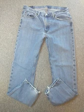 Levis 505 Jeans Mens Size 34 x 31 Distressed Straight Leg Blue Jeans Blue Denim