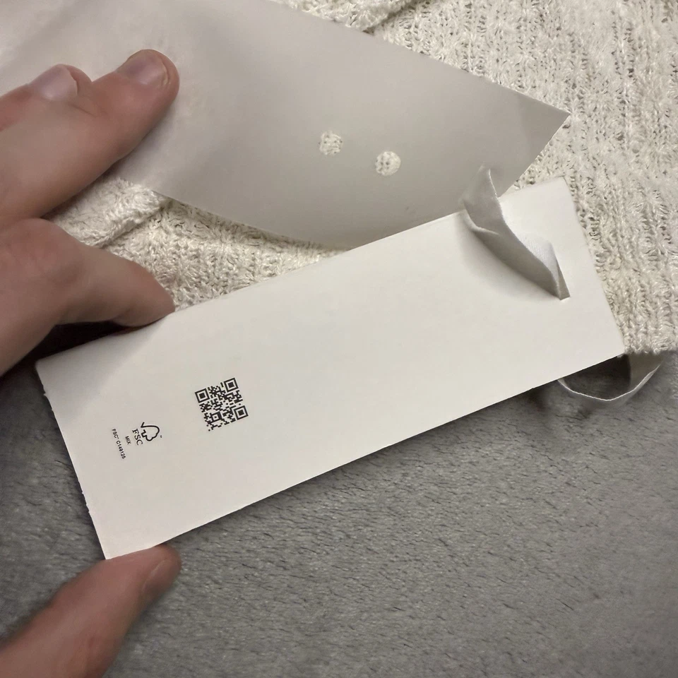 NWT About Blank Shirt Men Medium White Knit Crochet Long Sleeve Button Up Preppy - Image 2 of 4