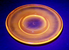 Akro Agate-Large Stippled Band Transparent Topaz Saucer s Glow Under Black Lite