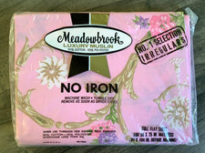 NEW Vintage Meadowbrook PINK Floral MUSLIN Double FULL Flat Sheet 50/50 - Irreg