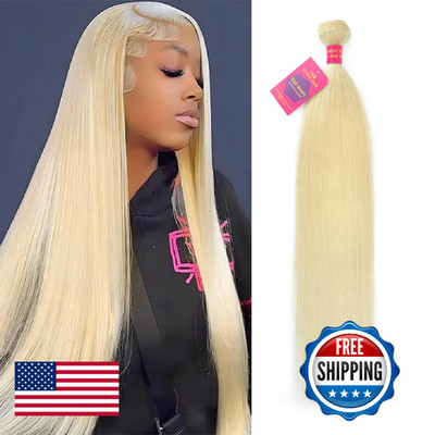 613 Bundle Human Hair 16 Inch Straight Blonde 1 Bundle Human Hair 14A Grade 100%