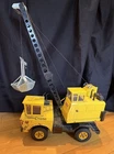 Vintage large yellow and black Tonka crane metal truck.  24” high x 18” long.