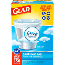 Glad 4 Gal Twist-Tie Trash Bags, 156 Ct, Febreze Fresh Clean Scent