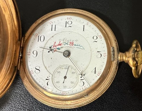Antique 1897 ELGIN 17J Hunter 18s 14K Gold Filled Pocket Watch