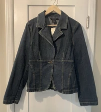 Arden B Denim Blazer Jean Jacket Women’s Dark Wash Blue Size: XL NWT!!