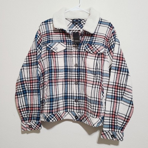 Torrid Sherpa Trim Plaid Trucker Jacket 