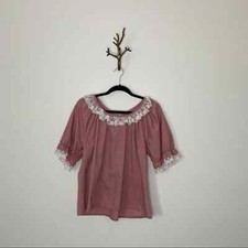 Vintage Square Dance Lace Trim Blush Prairie Top