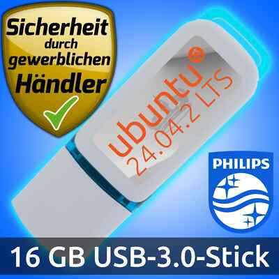 NEU: Ubuntu 24.04.2 LTS 16 GB USB-Stick Linux Betriebssystem Markenware