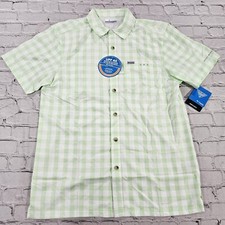 Columbia PFG Omni-Shade Pockets Plaid Vented Button Up Shirt MENS SIZE SMALL