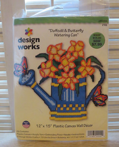 Design Works Plastic Canvas Kit Butterfly Watering Can 12 X 15 Wall Decor