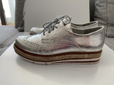 Tamaris Schuhe Halbschuh Budapester Gr 38 silber