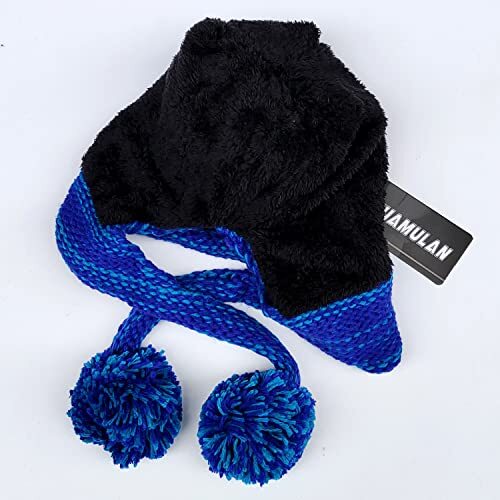 Women Lake blue Winter Peruvian Cover Ears Beanie Hat Ear Flaps Sherpa Snow HUAMULAN Women Winter Sherpa Beanie Hats Knit Ear Flaps  main image 4