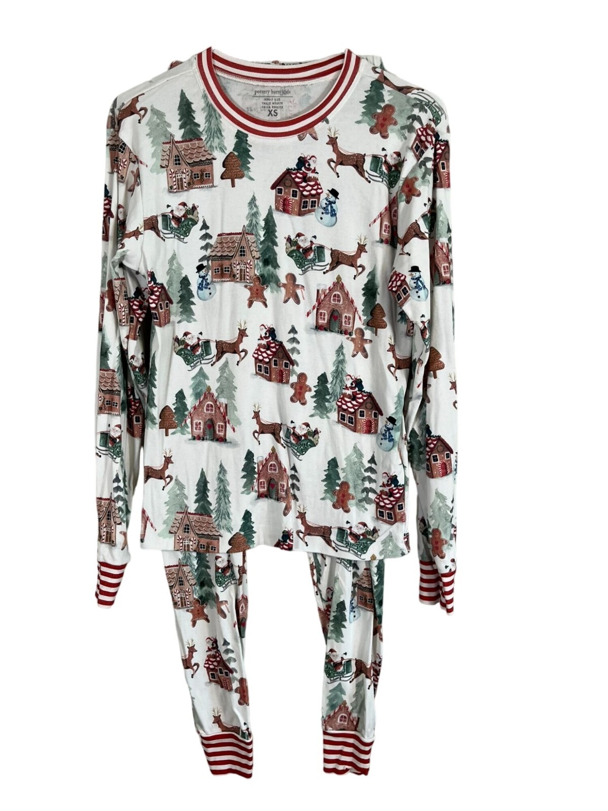 Festive Red Striped Santa Christmas Pajama Set for Women XS by Pottery Barn
