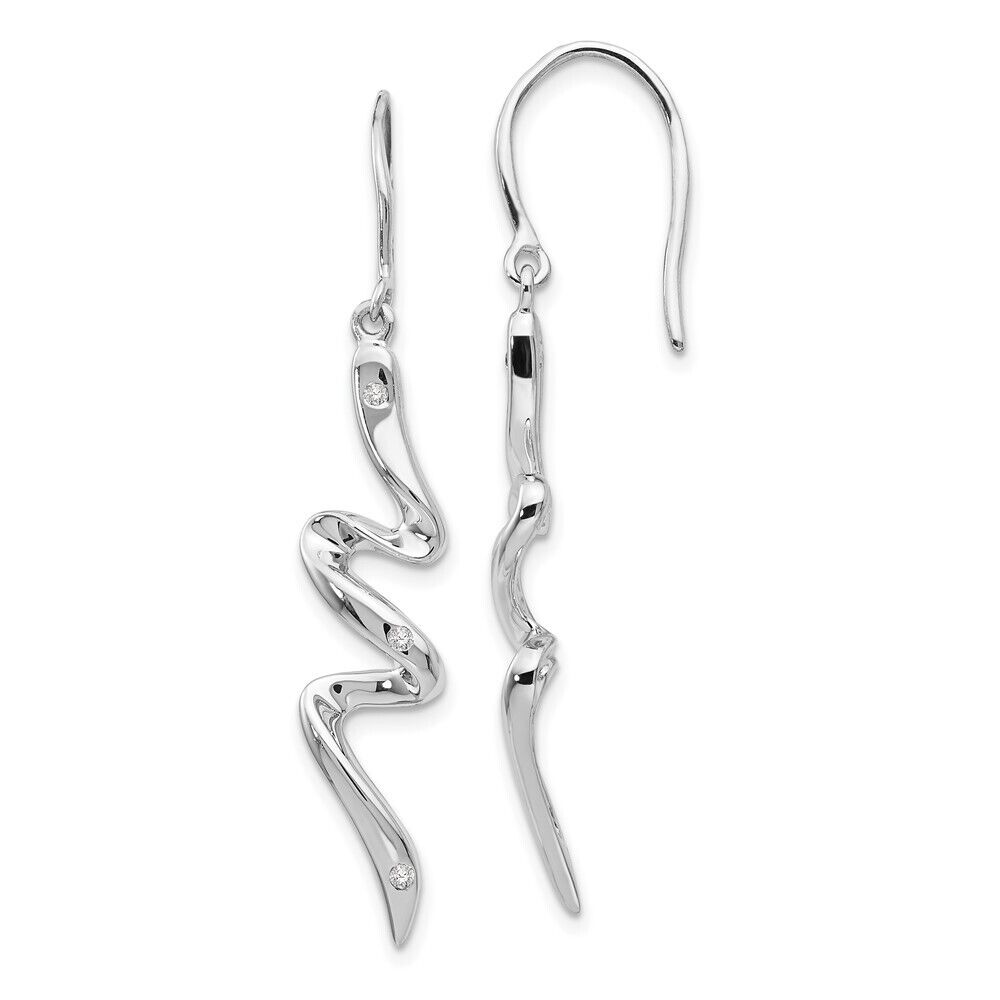 Sterling Silver White Ice 47mm Twist Diamond Dangle Earrings Sterling Silver White Ice 47mm Twist Diamond Dangle Earrings