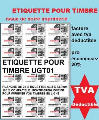 UNIVERS GRAPHIQUE Étiquette vignette affranchissement pour timbre en ligne planche de 24 ( L7159 )