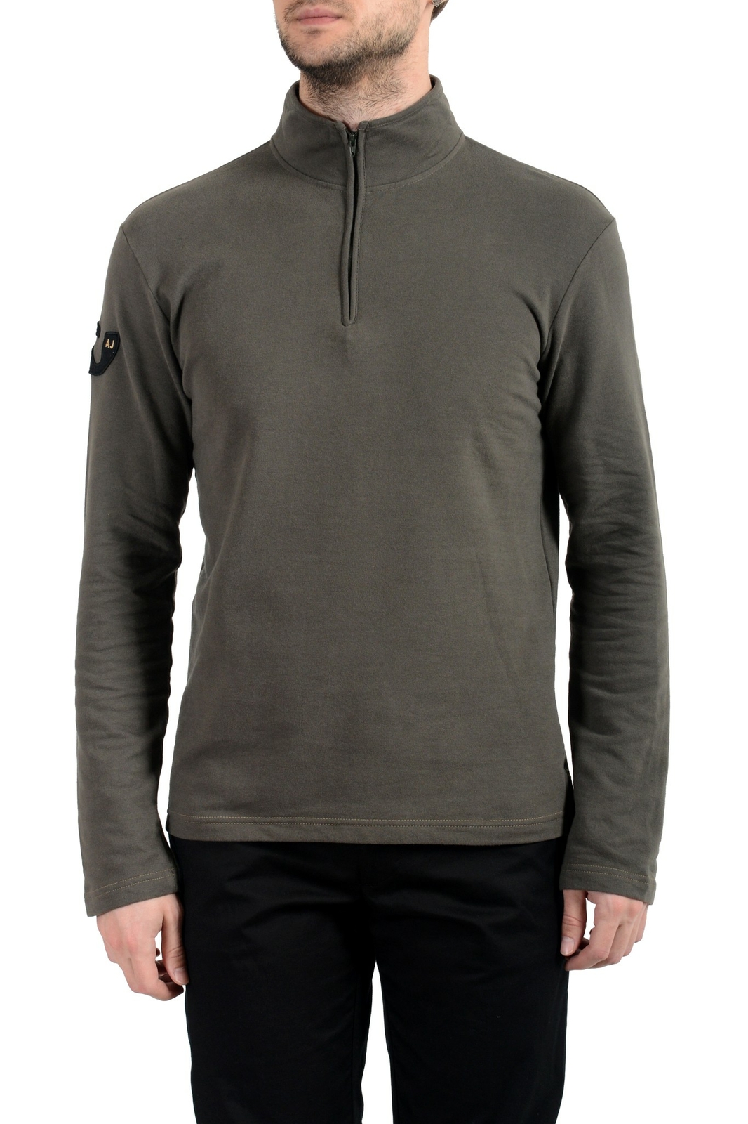 Мужская повседневная рубашка Armani Jeans AJ из серого флиса на молнии 1/2 с длинным рукавом US XL IT 54