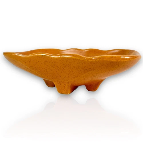 Mid Century McCoy Pottery Planter Dish Burnt Orange Speckled #1803  7 inch