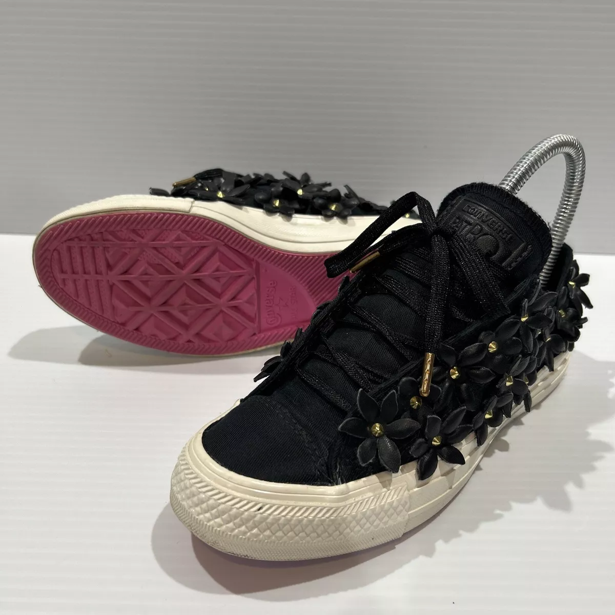 Converse X PatBo All Star Black Studded Floral Chucks Punk Goth
