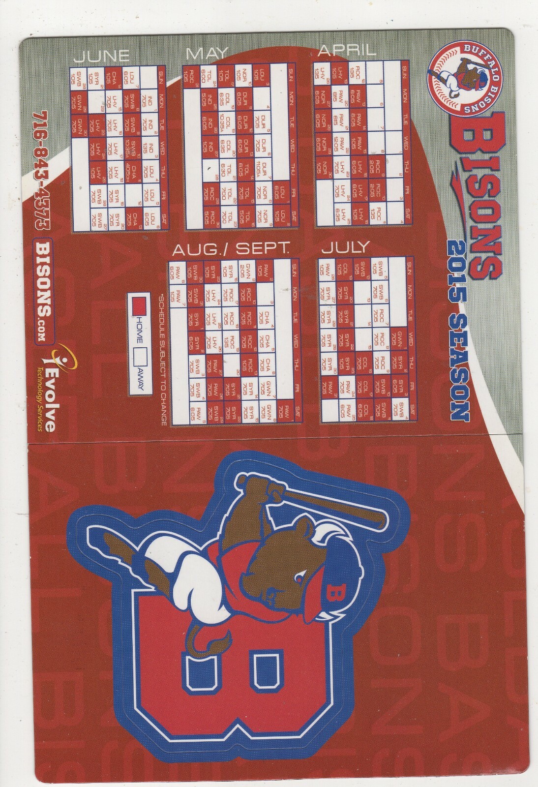 2015 Buffalo Bisons Magnetic Schedule | eBay