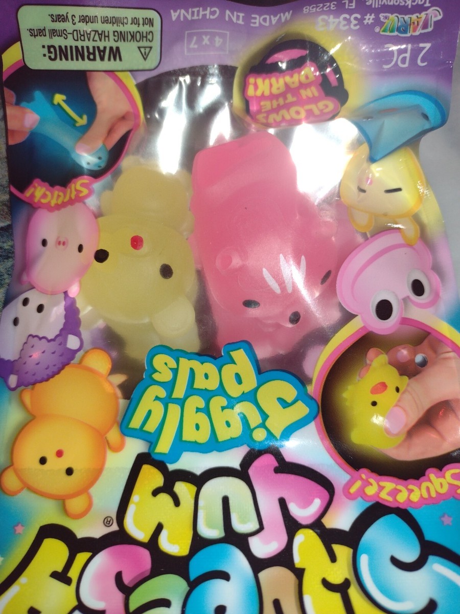 SQUEESH YUM Jiggly Pals Glow In The Dark PINK SQUIRREL & YELLOW
