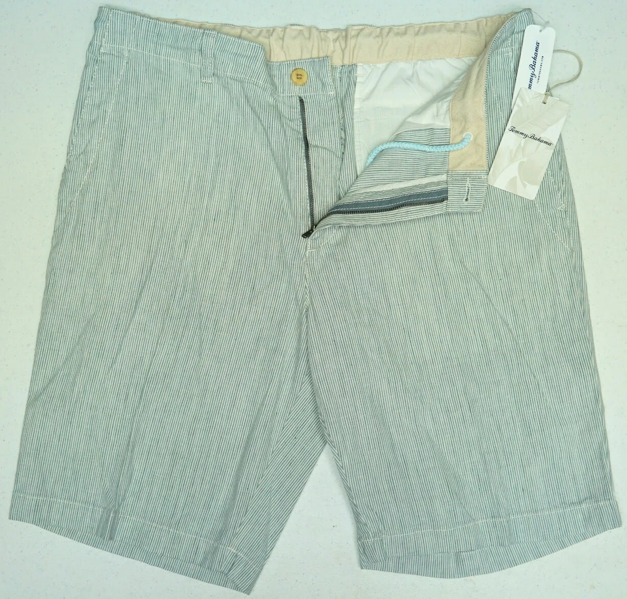 Tommy Bahama Striped Shorts Stretch Sand Dune Linen Blend Soapstone Green $99