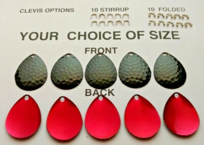 10 Colorado sz #00 #8 black Front, red back SPINNER BLADES harness walleye baits
