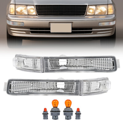 Clear Bumper Parking Turn Signal Side Marker Lights w/Bulb For Lexus LS400 95-9
