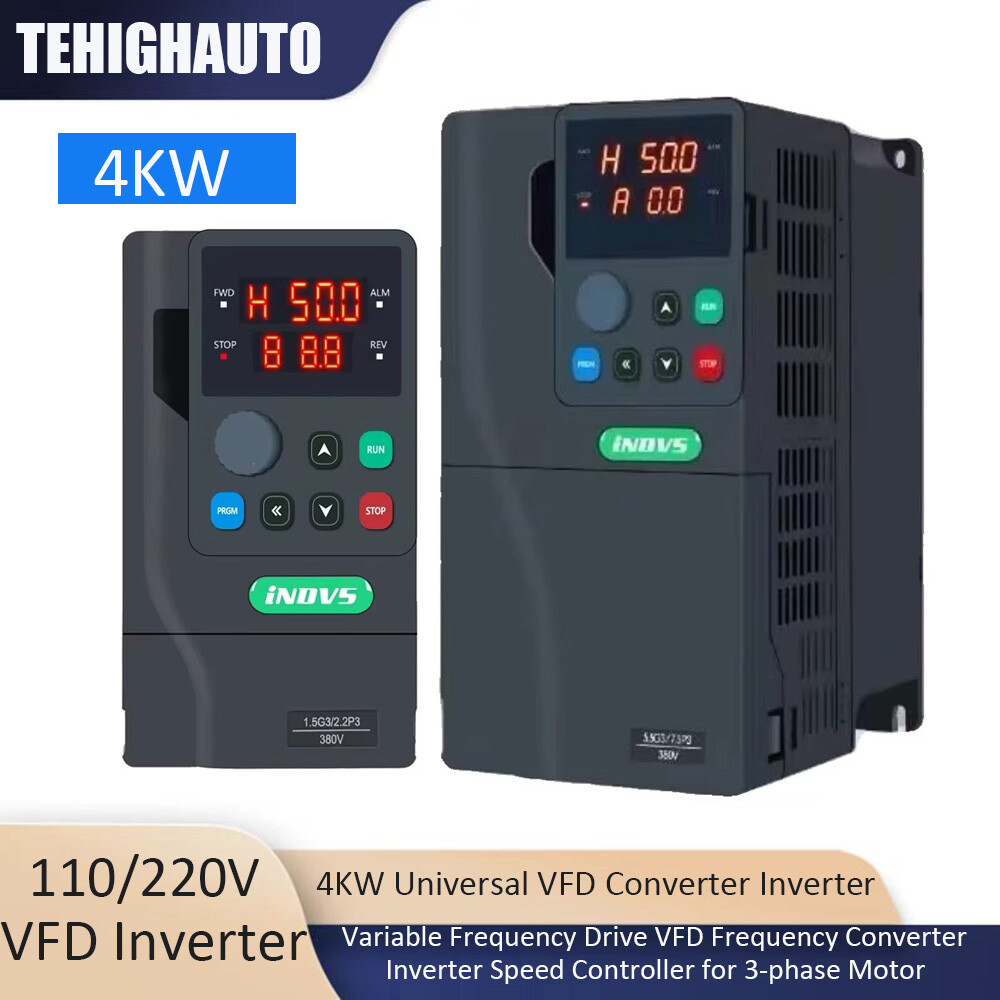 4kW Single To 3 Phase VFD Inverter - 220V Input, Variable Frequency Drive For 3-Phase Motors (Speed Controller)