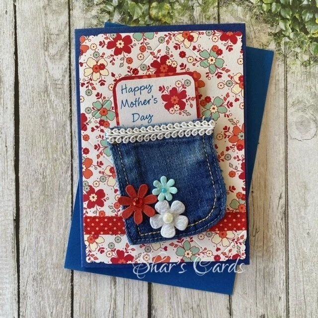 Mothers Day Card, Upcycled Denim Pocket Card, Christian Mum, Made in Australia - Image 3 of 4