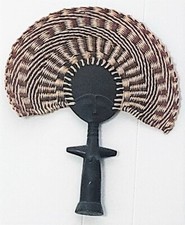 Vintage African Fertility Goddess Statue Fan
